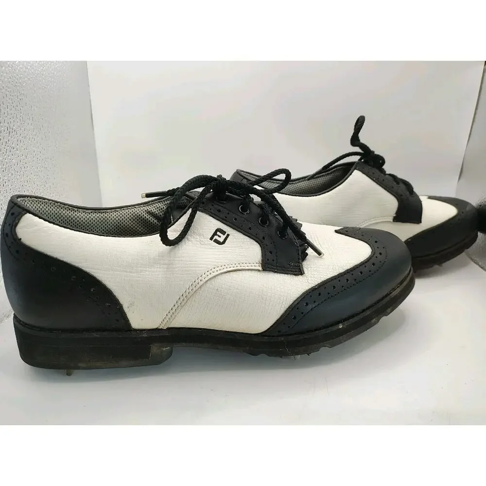 FootJoy SoftJoys Terrains Black White Golf Shoes 98347 Women's Sz 7.5 M